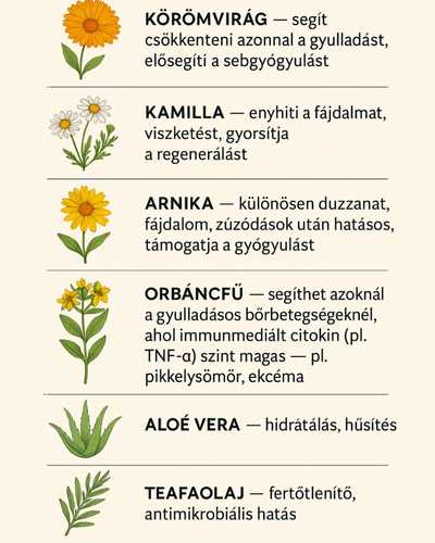 gyulladt bőr kezelése gyógynövényekkel